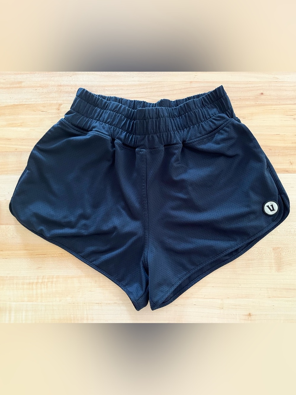 Vuori Micro Mesh Black Athletic Shorts - Breathable High-Waist, Sz S